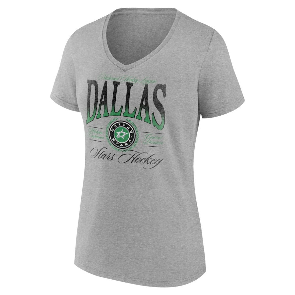 Dallas Stars Women's Retro Script V-Neck T-Shirt - Gray - NHL