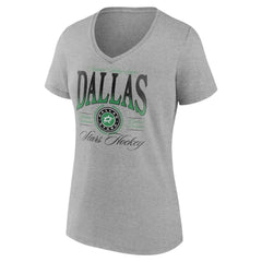 Dallas Stars Women's Retro Script V-Neck T-Shirt - Gray - NHL