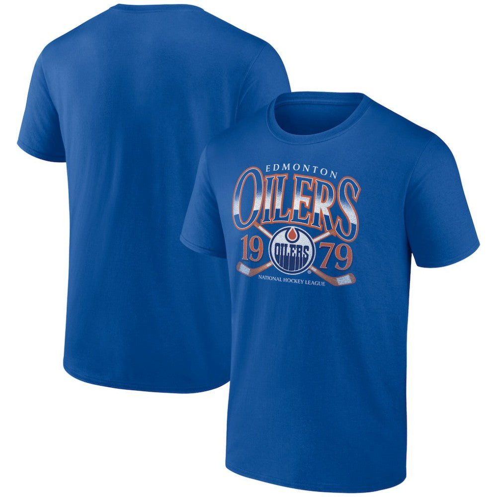 Edmonton Oilers Retro Cross Sticks T-Shirt - Royal - NHL