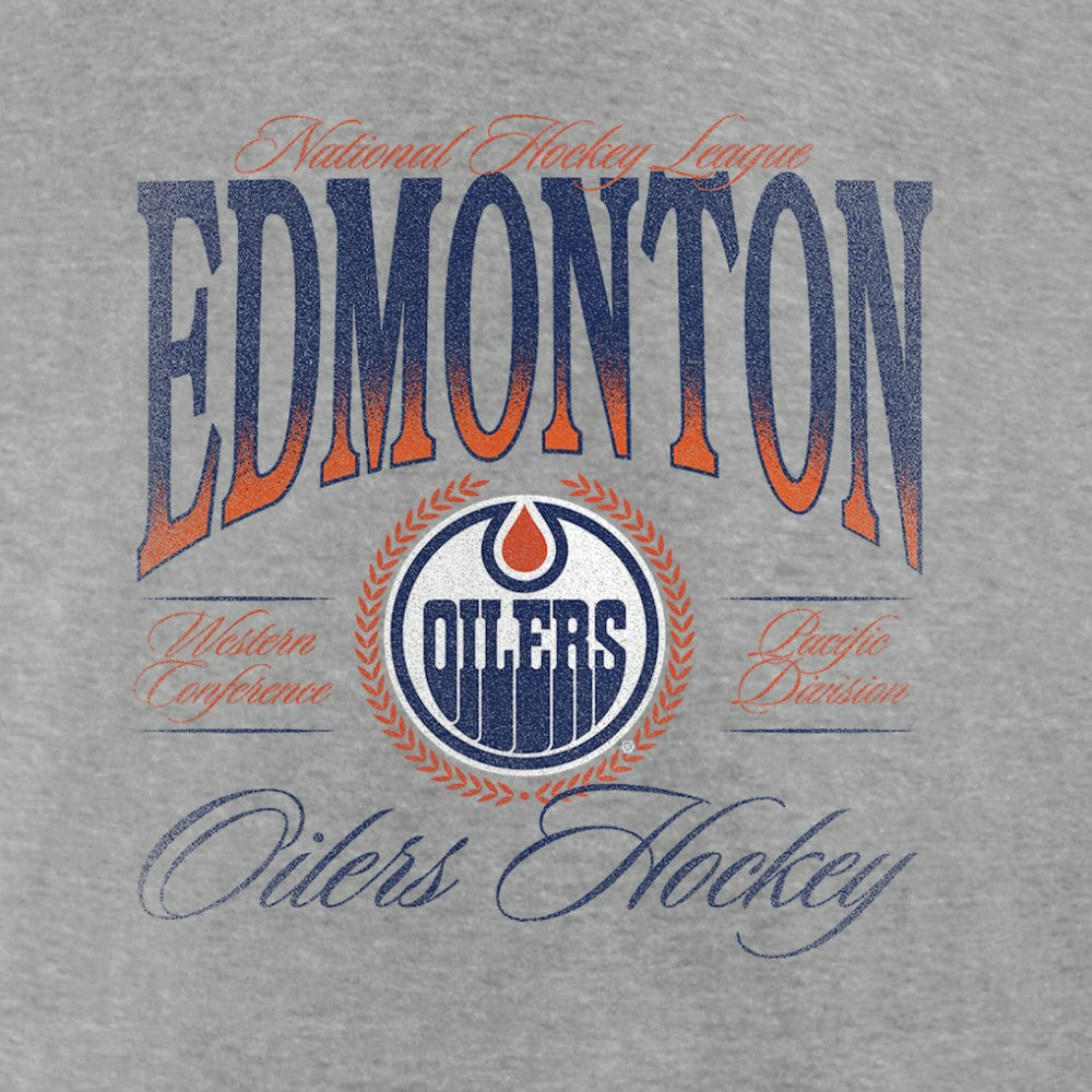 Edmonton Oilers Women's Retro Script V-Neck T-Shirt - Gray - NHL