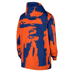 New York Knicks Courtside Club Premium Woven Full-Zip Hooded Jacket Blue/Orange - NBA