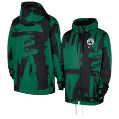 Boston Celtics Courtside Club Premium Woven Full-Zip Hooded Jacket Black/Kelly Green - NBA