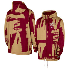 Cleveland Cavaliers Courtside Club Premium Woven Full-Zip Hooded Jacket Wine/Gold - NBA