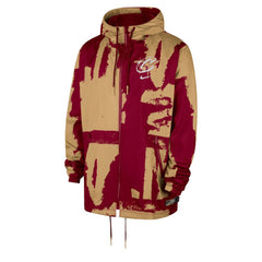 Cleveland Cavaliers Courtside Club Premium Woven Full-Zip Hooded Jacket Wine/Gold - NBA