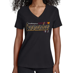 Washington Commanders Starter Women's Groovy Script V-Neck T-Shirt Black | NFL