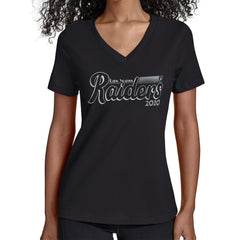 Las Vegas Raiders Starter Women's Groovy Script V-Neck T-Shirt Black | NFL
