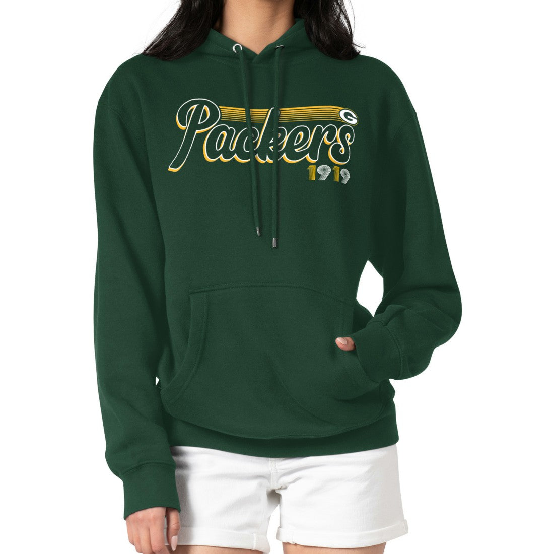 Green Bay Packers Starter Women's Groovy Script Pullover Hoodie Green | NFL