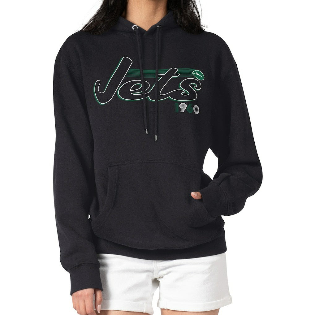 New York Jets Starter Women's Groovy Script Pullover Hoodie Black | NFL