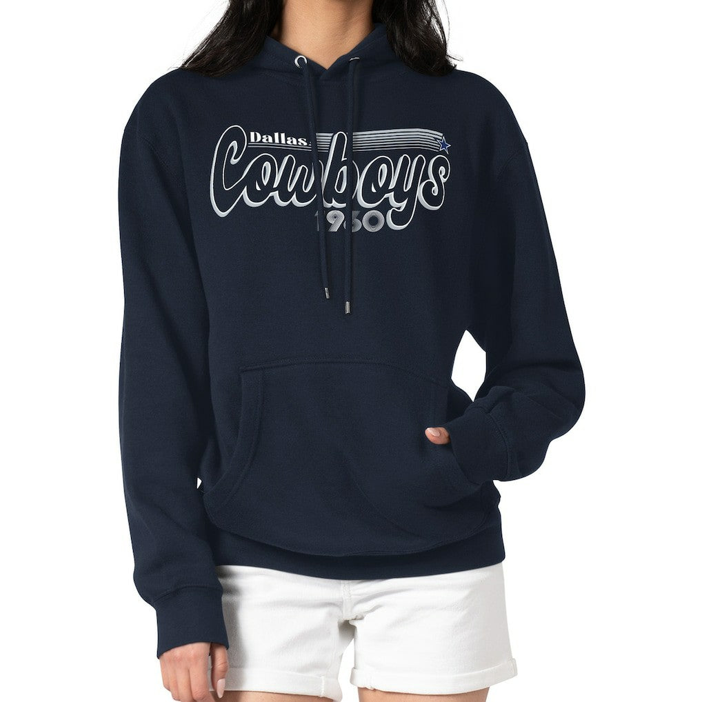 Dallas Cowboys Starter Women's Groovy Script Pullover Hoodie Navy | NFL