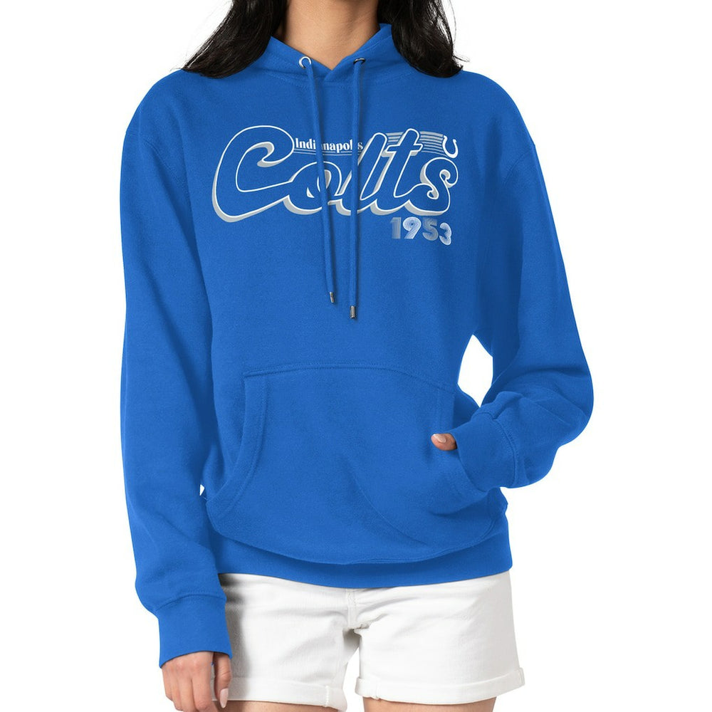 Indianapolis Colts Starter Women's Groovy Script Pullover Hoodie Royal | NFL