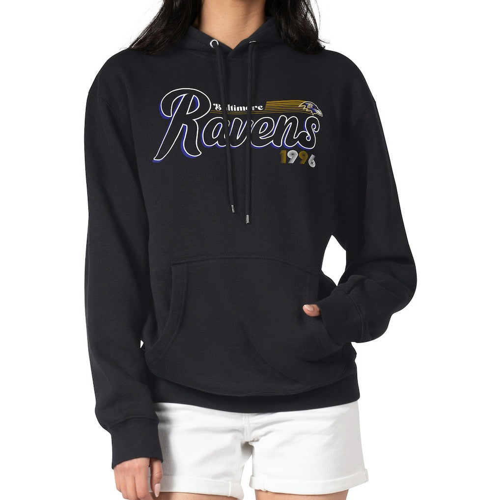Baltimore Ravens Starter Women's Groovy Script Pullover Hoodie Black | NFL