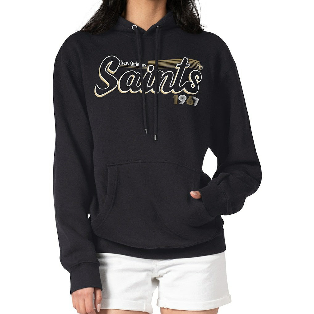 New Orleans Saints Starter Women's Groovy Script Pullover Hoodie Black | NFL