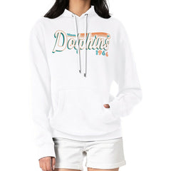 Miami Dolphins Starter Women's Throwback Groovy Script Pullover Hoodie White | NFL