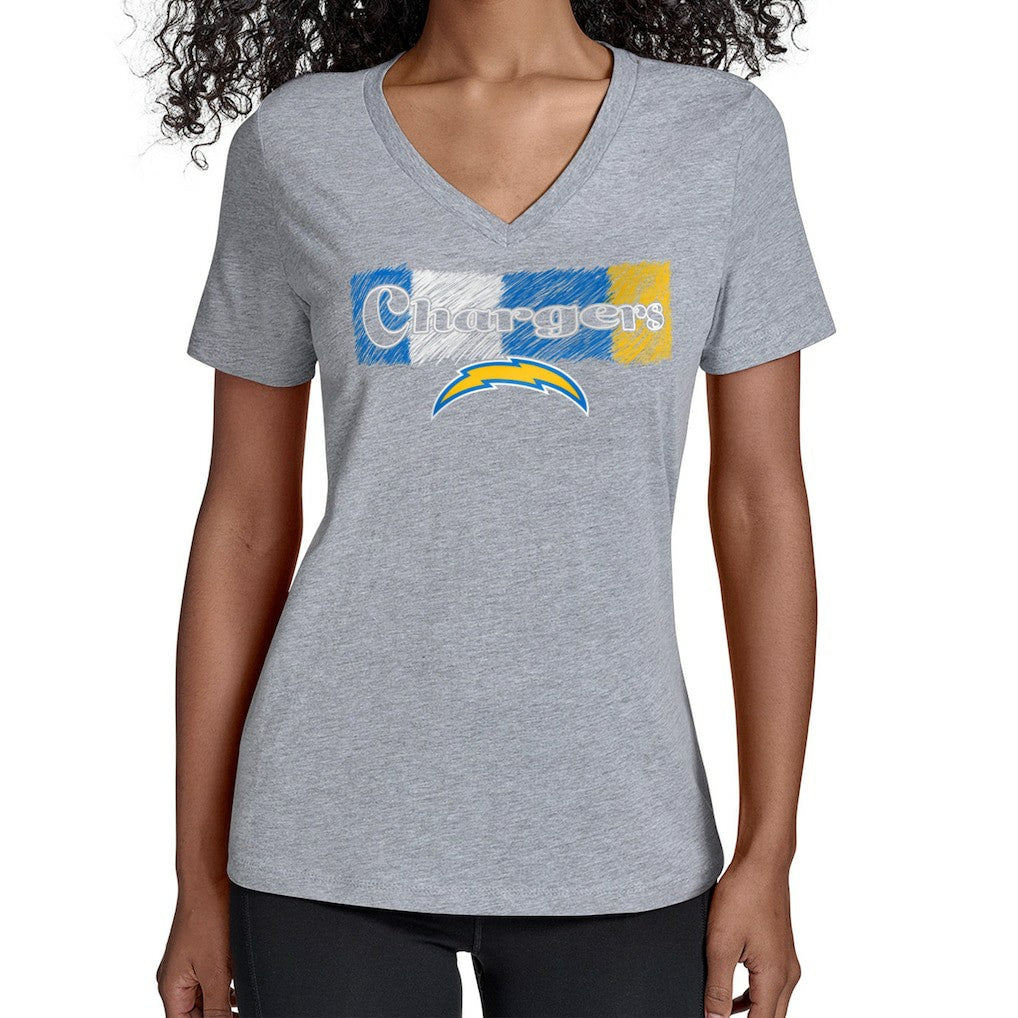 Los Angeles Chargers Starter Women's Color Shading V-Neck T-Shirt Gray | NFL