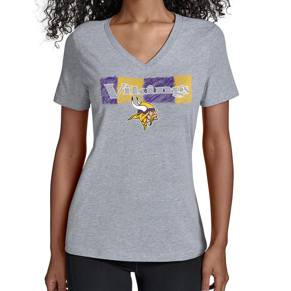Minnesota Vikings Starter Women's Color Shading V-Neck T-Shirt Gray | NFL