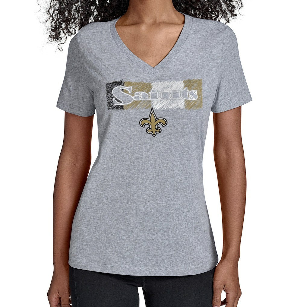 New Orleans Saints Starter Women's Color Shading V-Neck T-Shirt Gray | NFL