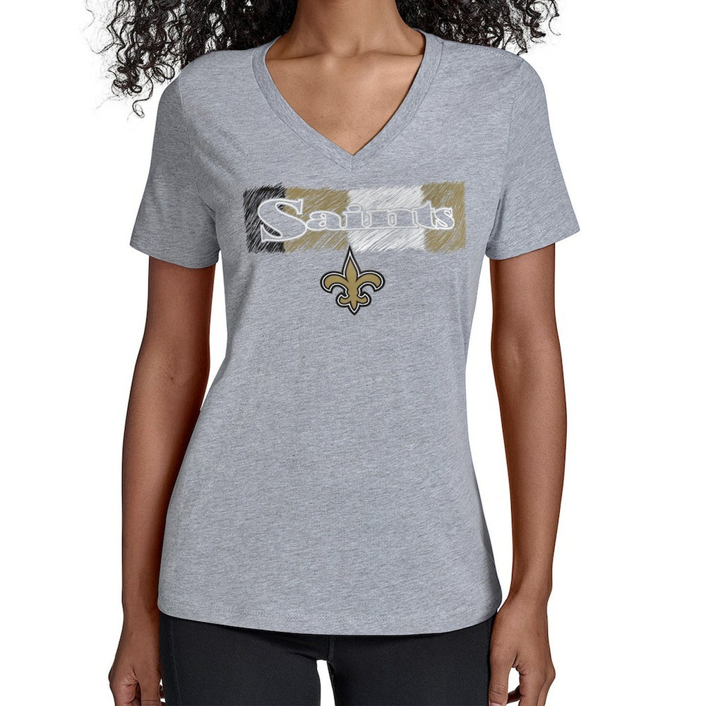 New Orleans Saints Starter Women's Color Shading V-Neck T-Shirt Gray | NFL