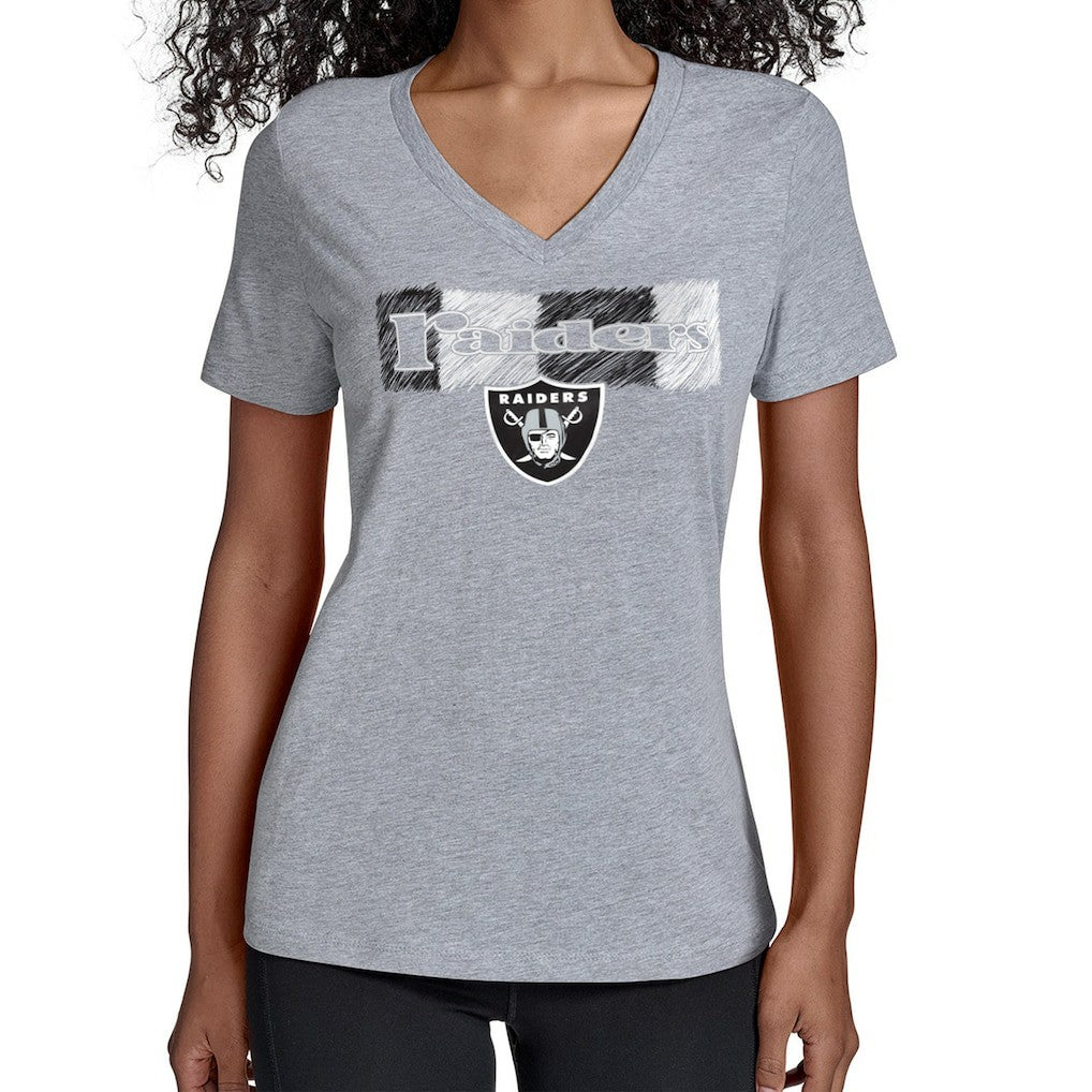 Las Vegas Raiders Starter Women's Color Shading V-Neck T-Shirt Gray | NFL