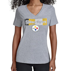 Pittsburgh Steelers Starter Women's Color Shading V-Neck T-Shirt Gray | NFL
