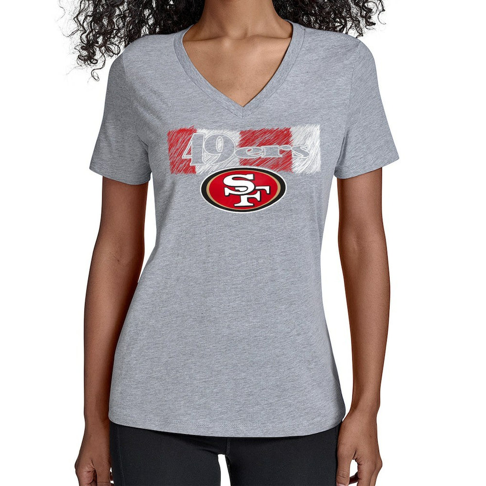 San Francisco 49ers Starter Women's Color Shading V-Neck T-Shirt Gray | NFL