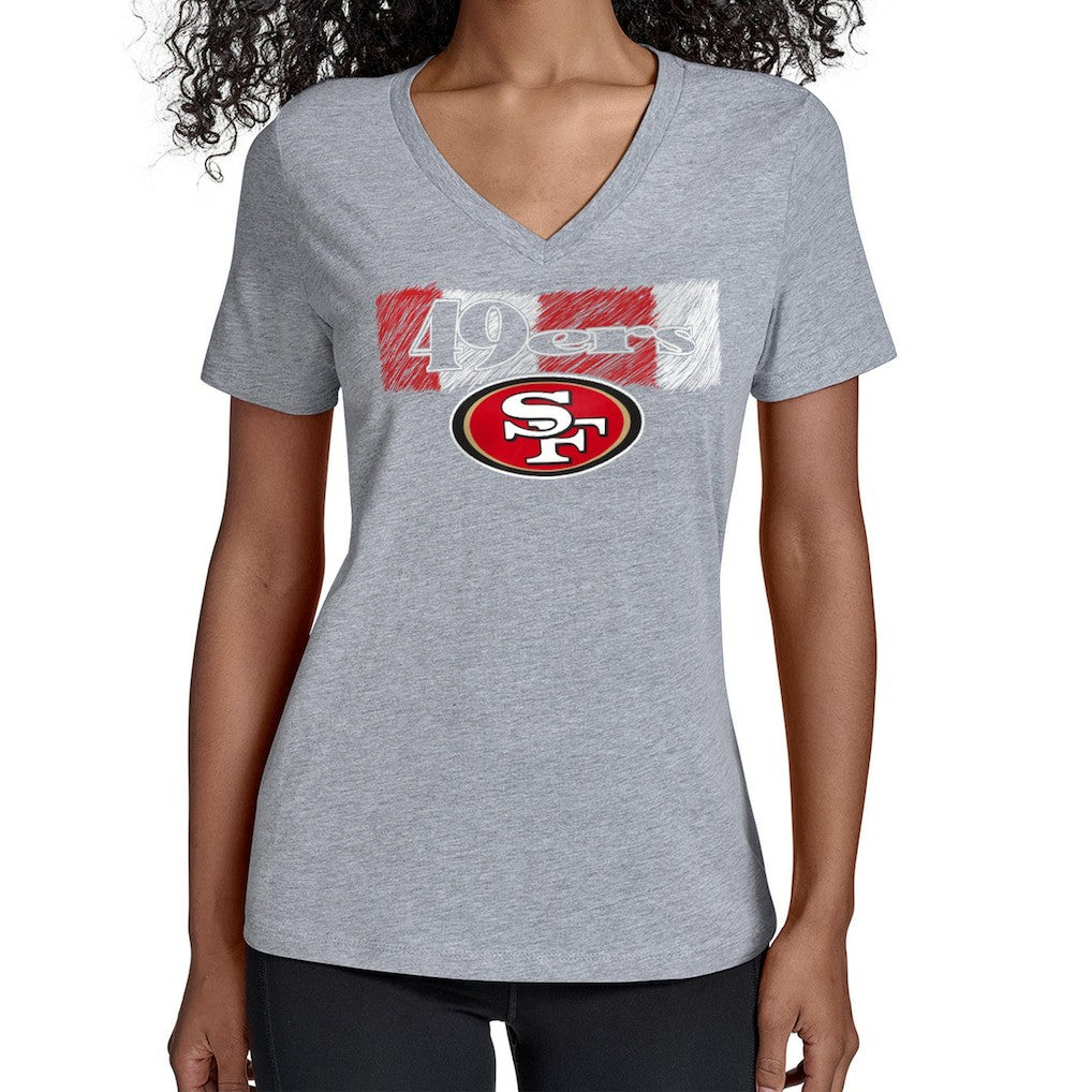 San Francisco 49ers Starter Women's Color Shading V-Neck T-Shirt Gray | NFL