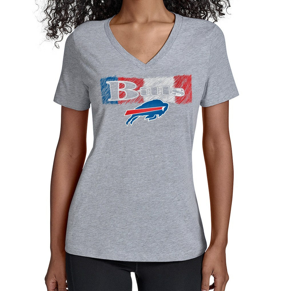Buffalo Bills Starter Women's Color Shading V-Neck T-Shirt Gray | NFL