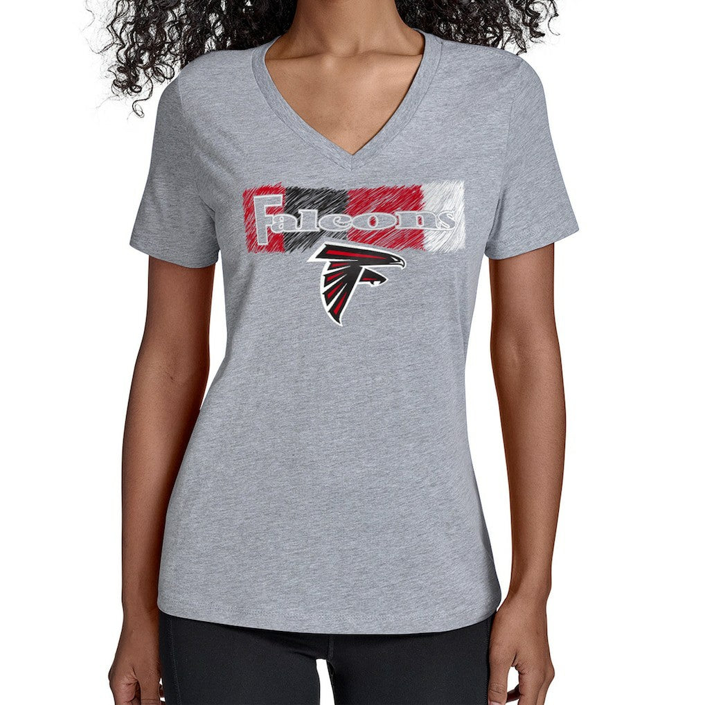 Atlanta Falcons Starter Women's Color Shading V-Neck T-Shirt Gray | NFL