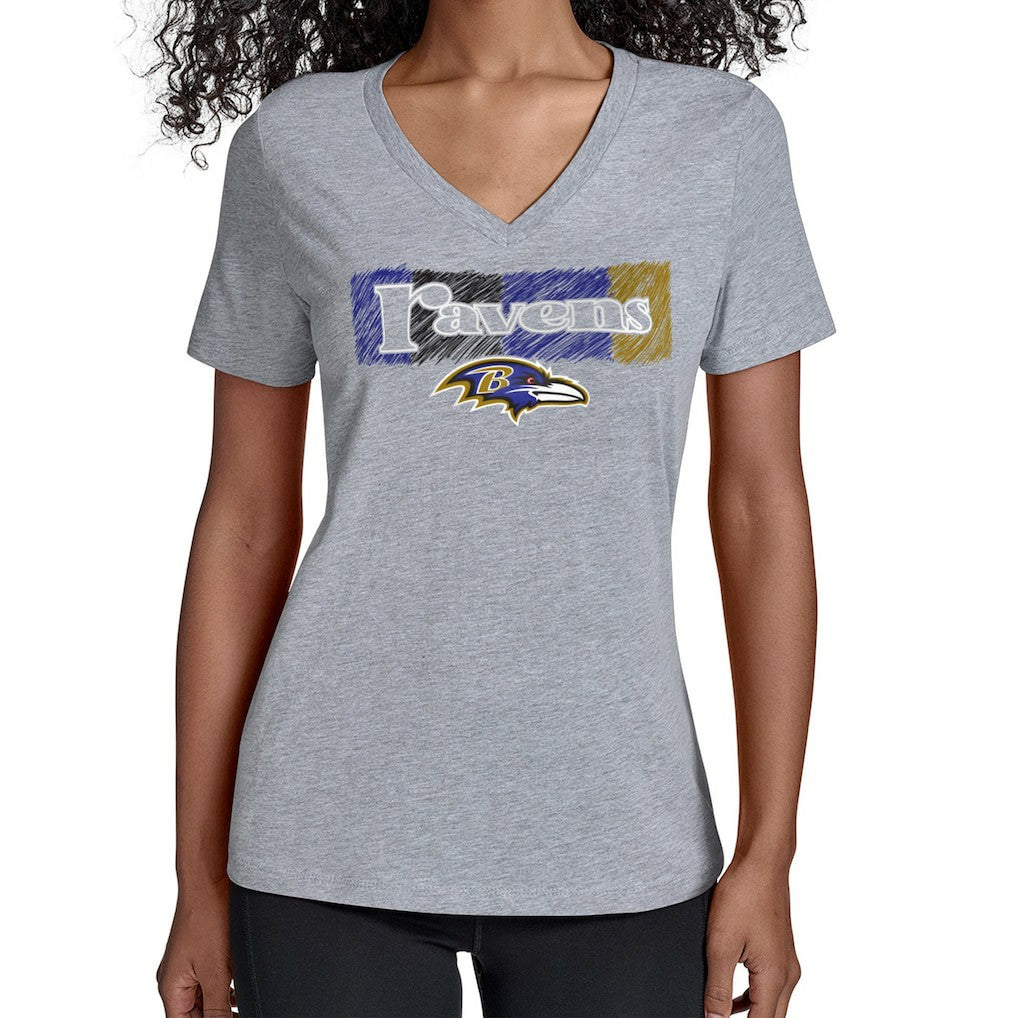Baltimore Ravens Starter Women's Color Shading V-Neck T-Shirt Gray | NFL