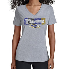 Baltimore Ravens Starter Women's Color Shading V-Neck T-Shirt Gray | NFL
