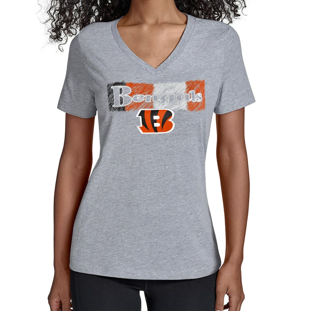 Cincinnati Bengals Starter Women's Color Shading V-Neck T-Shirt Gray | NFL