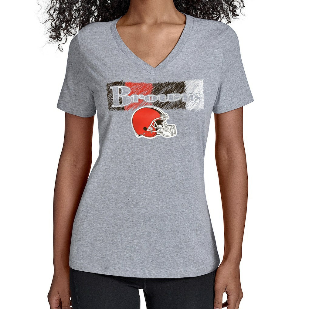 Cleveland Browns Starter Women's Color Shading V-Neck T-Shirt Gray | NFL
