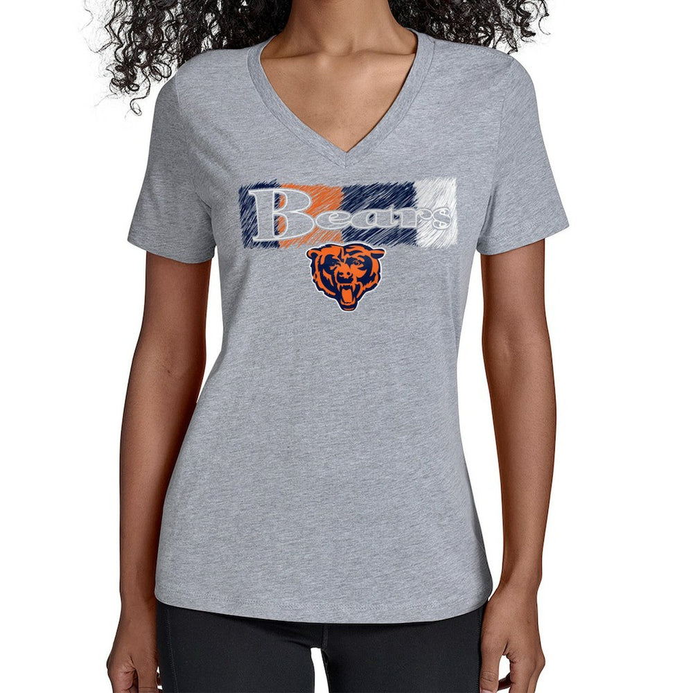 Chicago Bears Starter Women's Color Shading V-Neck T-Shirt Gray | NFL