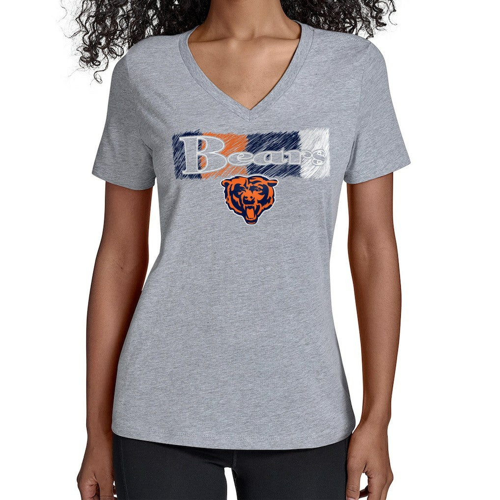 Chicago Bears Starter Women's Color Shading V-Neck T-Shirt Gray | NFL