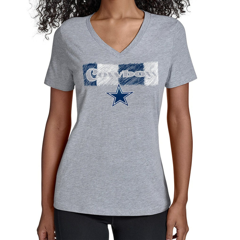 Dallas Cowboys Starter Women's Color Shading V-Neck T-Shirt Gray | NFL