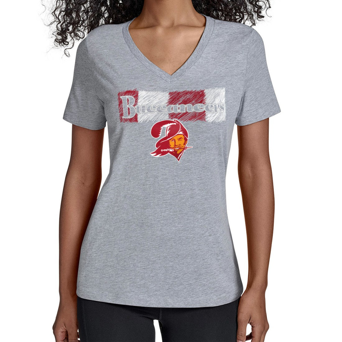 Tampa Bay Buccaneers Starter Women's Color Shading V-Neck T-Shirt Gray | NFL