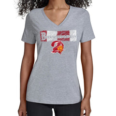 Tampa Bay Buccaneers Starter Women's Color Shading V-Neck T-Shirt Gray | NFL