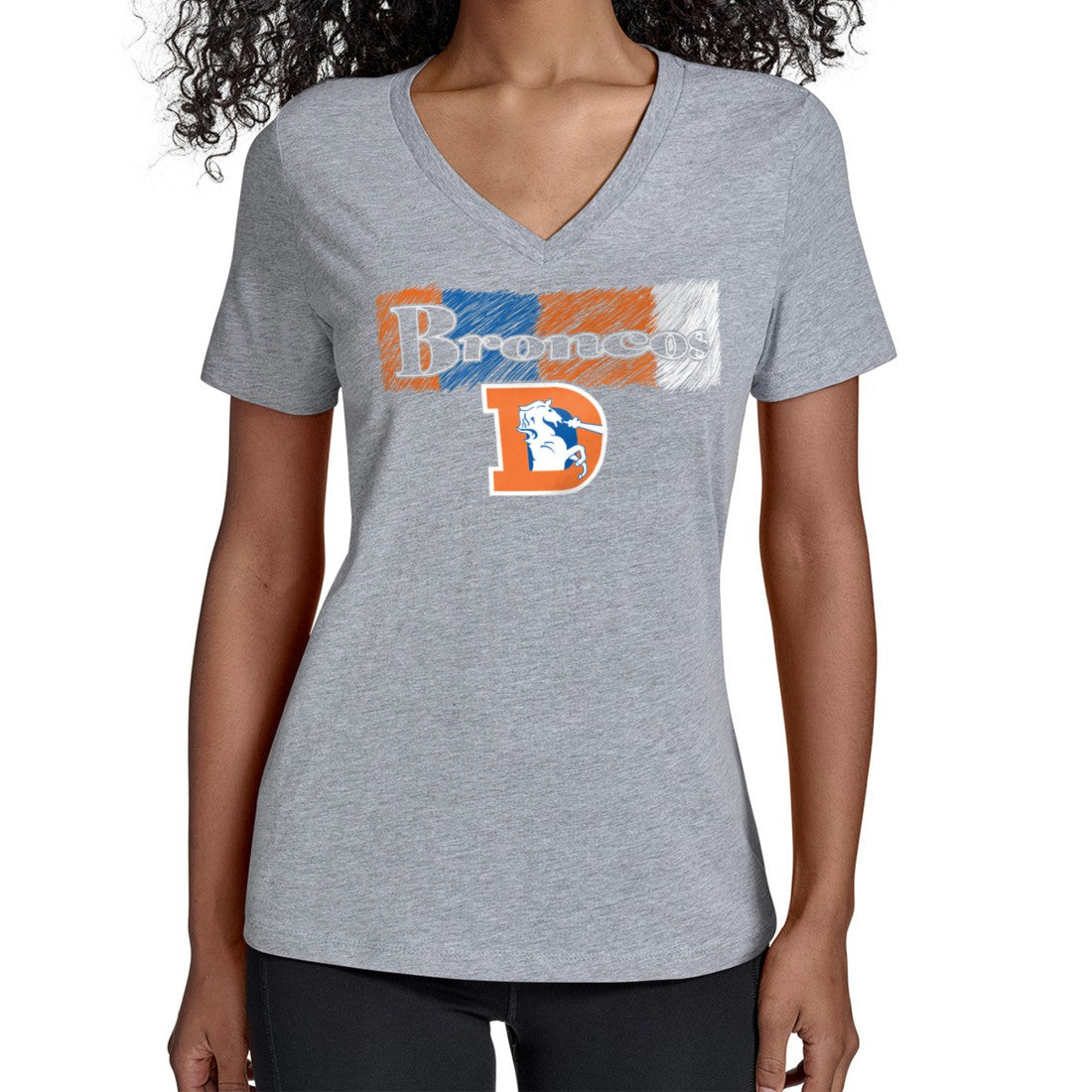 Denver Broncos Starter Women's Color Shading V-Neck T-Shirt Gray | NFL