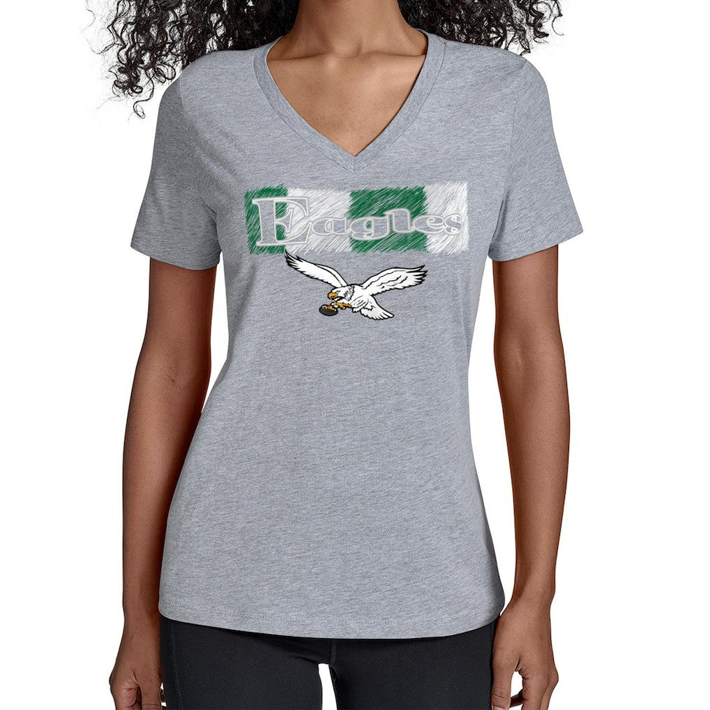 Philadelphia Eagles Starter Women's Color Shading V-Neck T-Shirt Gray | NFL
