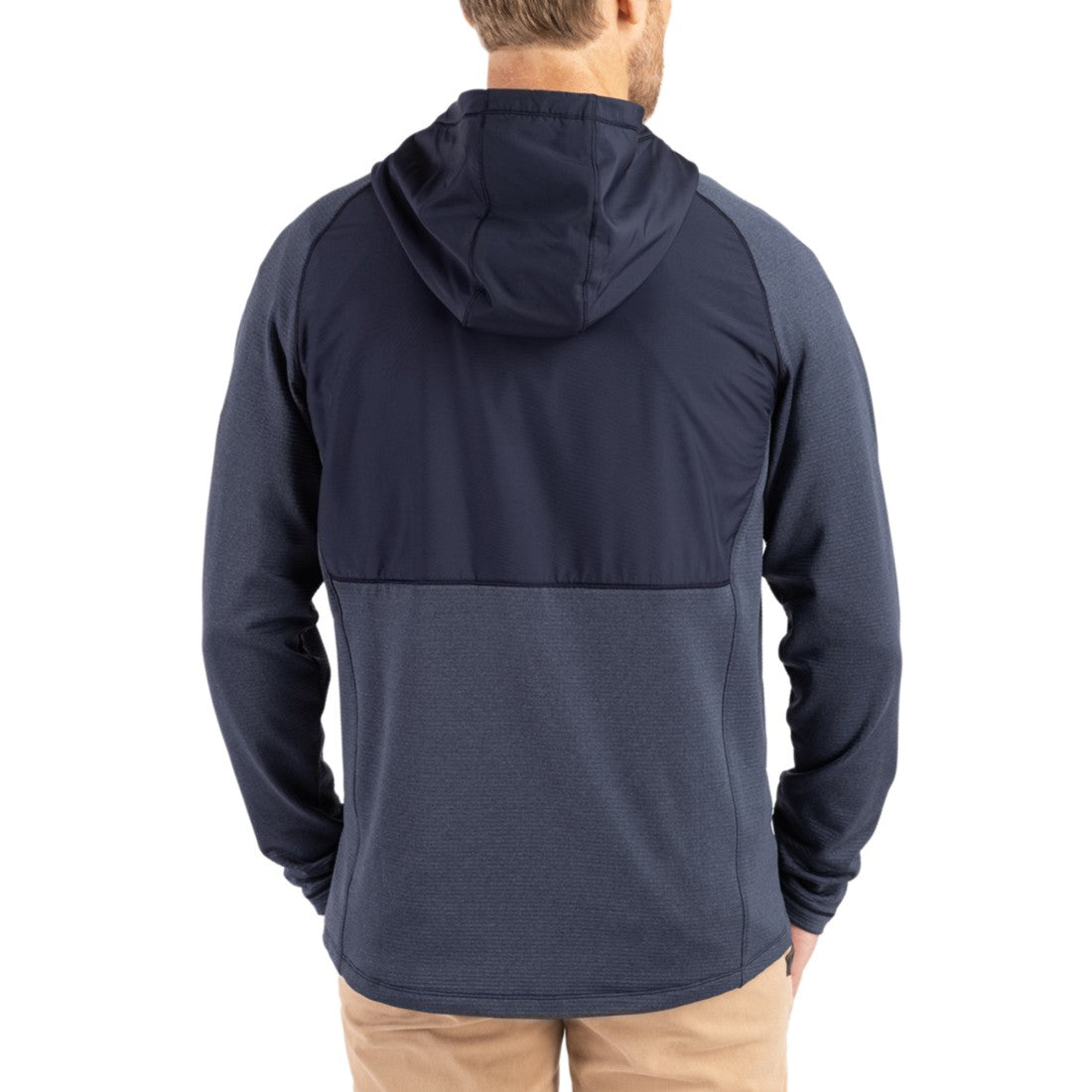 Denver Broncos Cutter & Buck Peshastin Eco Fleece Recycled Raglan Full-Zip Tri-Blend Hybrid Jacket Heather Navy | NFL