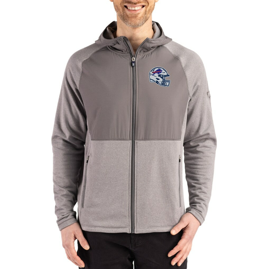 Buffalo Bills Cutter & Buck Peshastin Eco Fleece Recycled Raglan Full-Zip Tri-Blend Hybrid Jacket Heather Gray | NFL