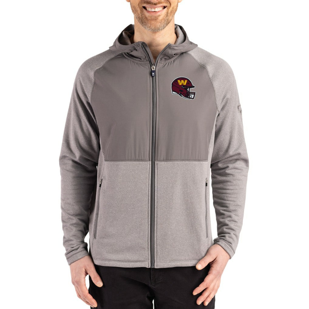 Washington Commanders Cutter & Buck Peshastin Eco Fleece Recycled Raglan Full-Zip Tri-Blend Hybrid Jacket Heather Gray | NFL
