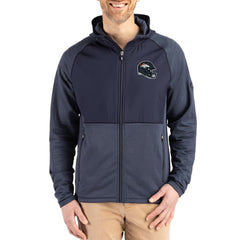Denver Broncos Cutter & Buck Peshastin Eco Fleece Recycled Raglan Full-Zip Tri-Blend Hybrid Jacket Heather Navy | NFL