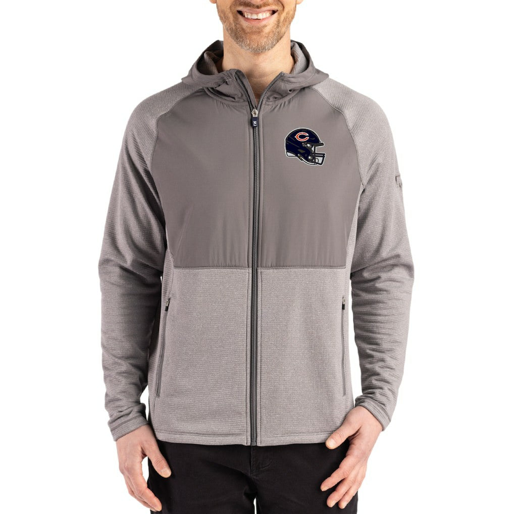 Chicago Bears Cutter & Buck Peshastin Eco Fleece Recycled Raglan Full-Zip Tri-Blend Hybrid Jacket Heather Gray | NFL