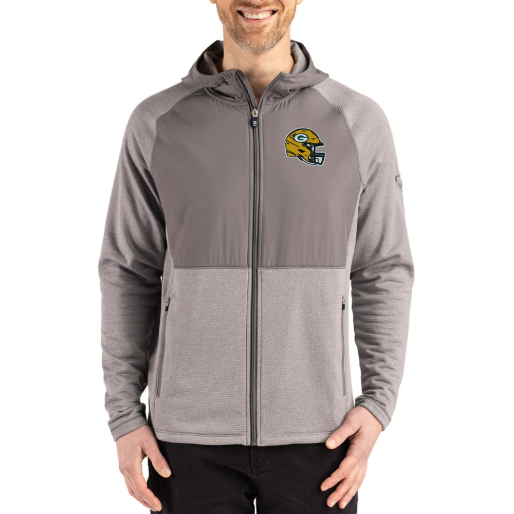 Green Bay Packers Cutter & Buck Peshastin Eco Fleece Recycled Raglan Full-Zip Tri-Blend Hybrid Jacket Heather Gray | NFL