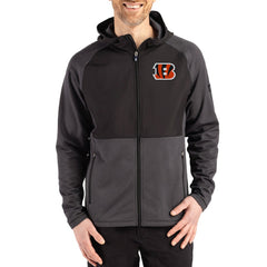 Cincinnati Bengals Cutter & Buck Peshastin Eco Fleece Recycled Raglan Full-Zip Tri-Blend Hybrid Jacket Heather Black | NFL
