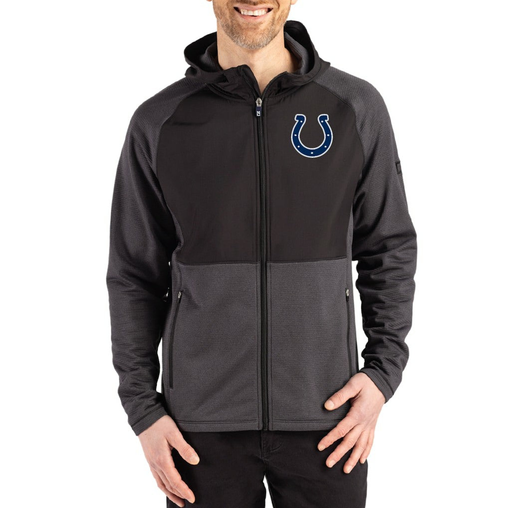 Indianapolis Colts Cutter & Buck Peshastin Eco Fleece Recycled Raglan Full-Zip Tri-Blend Hybrid Jacket Heather Black | NFL