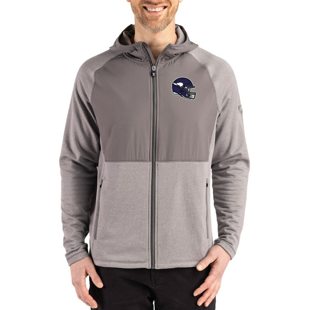 Minnesota Vikings Cutter & Buck Peshastin Eco Fleece Recycled Raglan Full-Zip Tri-Blend Hybrid Jacket Heather Gray | NFL