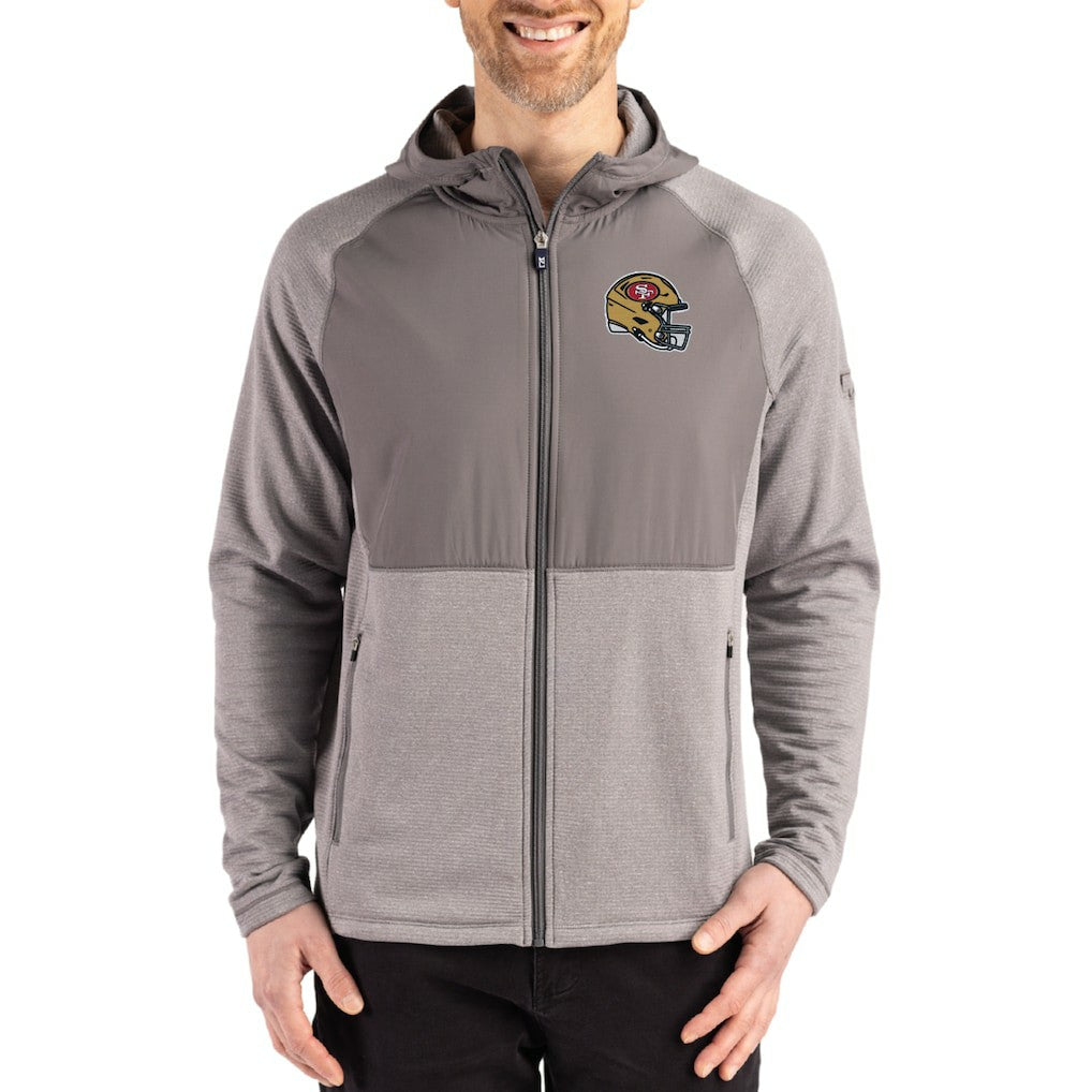 San Francisco 49ers Cutter & Buck Peshastin Eco Fleece Recycled Raglan Full-Zip Tri-Blend Hybrid Jacket Heather Gray | NFL