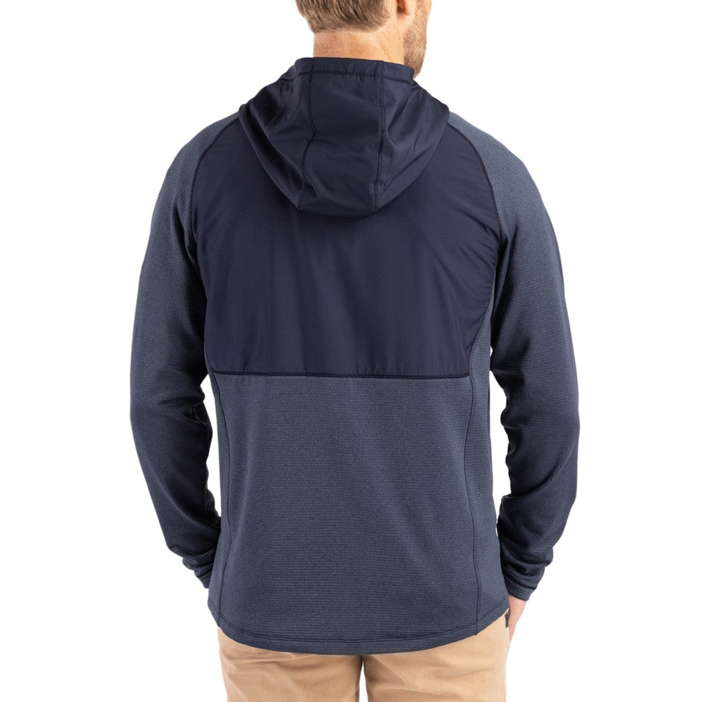 Seattle Seahawks Cutter & Buck Peshastin Eco Fleece Recycled Raglan Full-Zip Tri-Blend Hybrid Jacket Heather College Navy | NFL