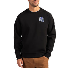 Buffalo Bills Cutter & Buck Helmet Roam Recycled Raglan Pullover Sweatshirt Black | NFL